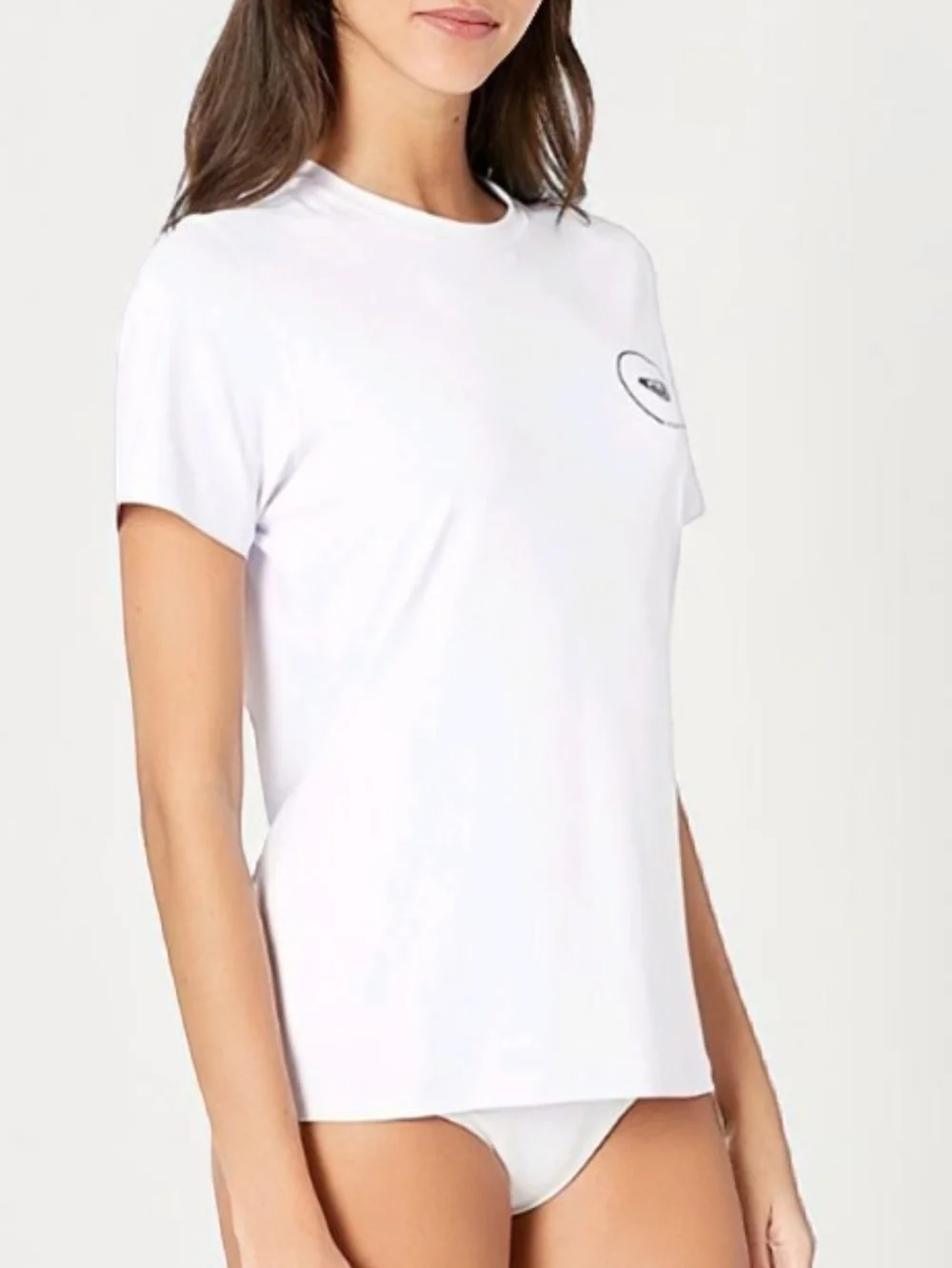 Roxy White Rash Guard Swim Top Logo Graphic Back Short Sleeve Size L